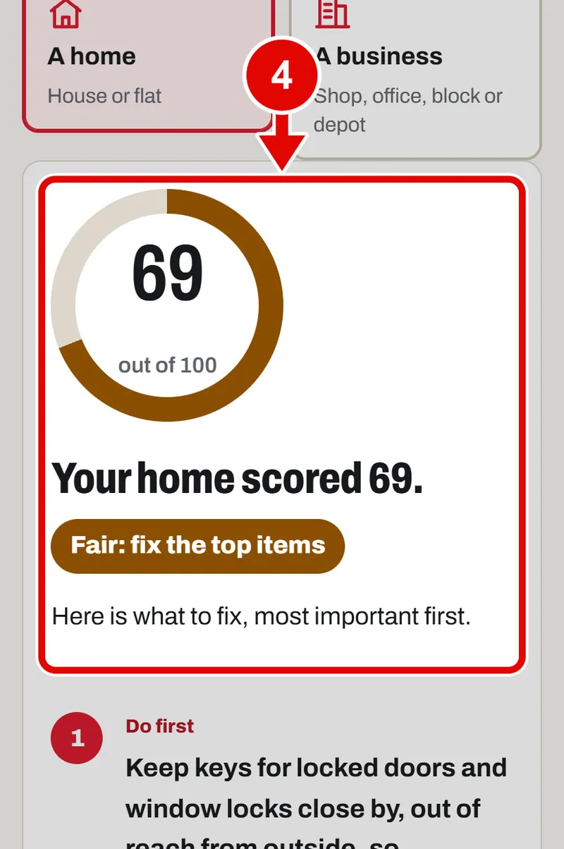 Screen grab from Security check-up, on a phone. A red box marks the part to use.
