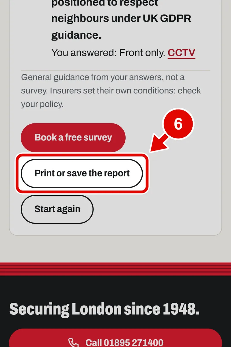 Screen grab from Security check-up, on a phone. A red box marks the part to use.