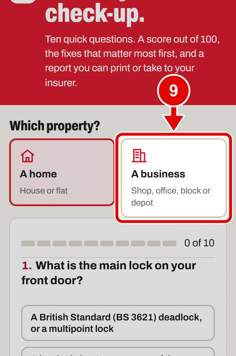 Screen grab from Security check-up, on a phone. A red box marks the part to use.