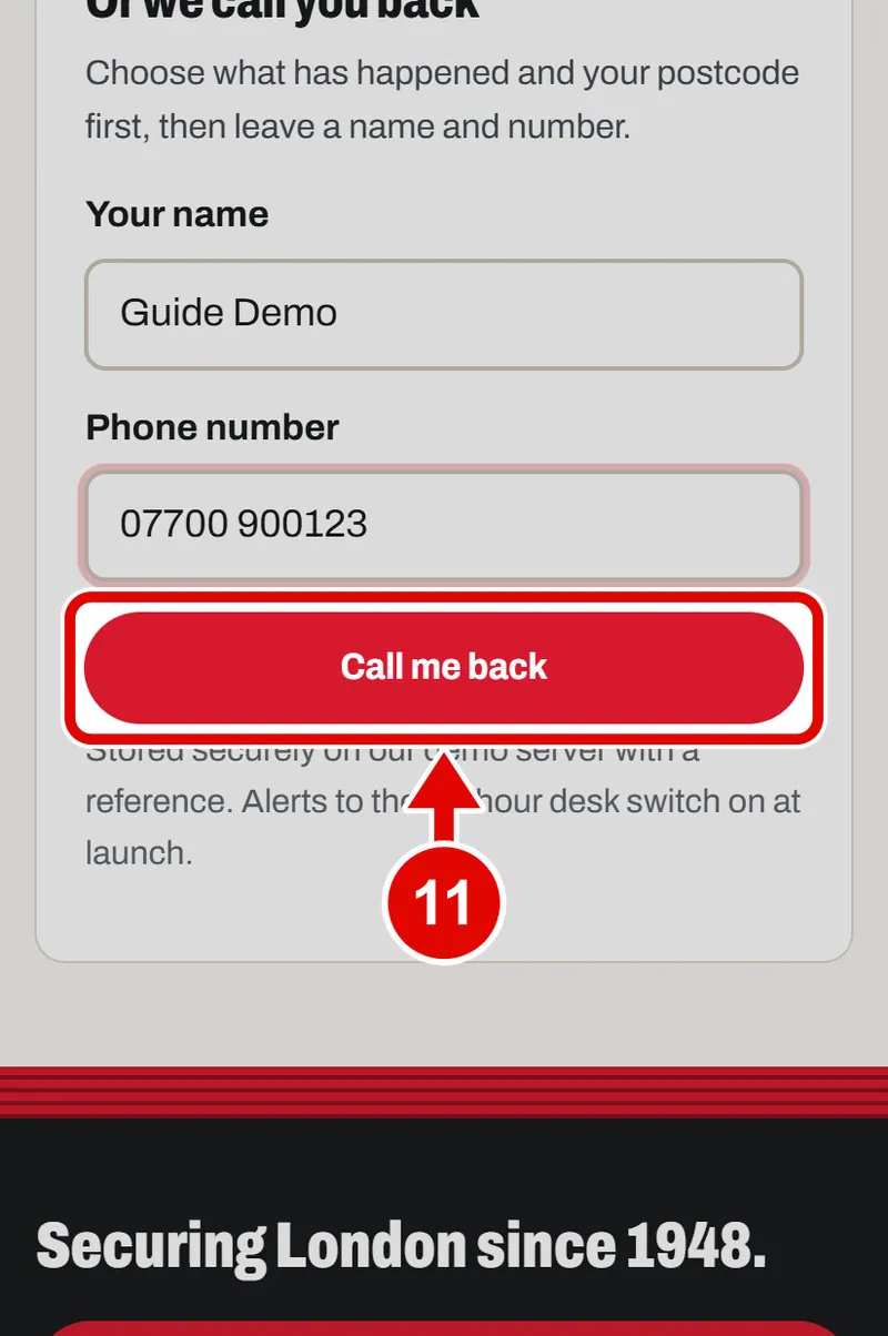 Screen grab from Help now: when something goes wrong, on a phone. A red box marks the part to use.