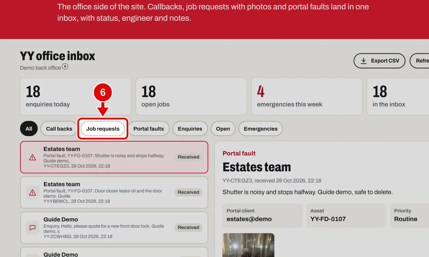 Screen grab from Back office, on a computer. A red box marks the part to use.