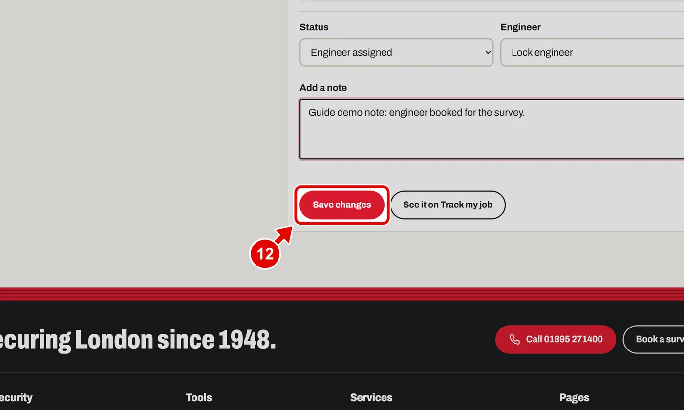 Screen grab from Back office, on a computer. A red box marks the part to use.