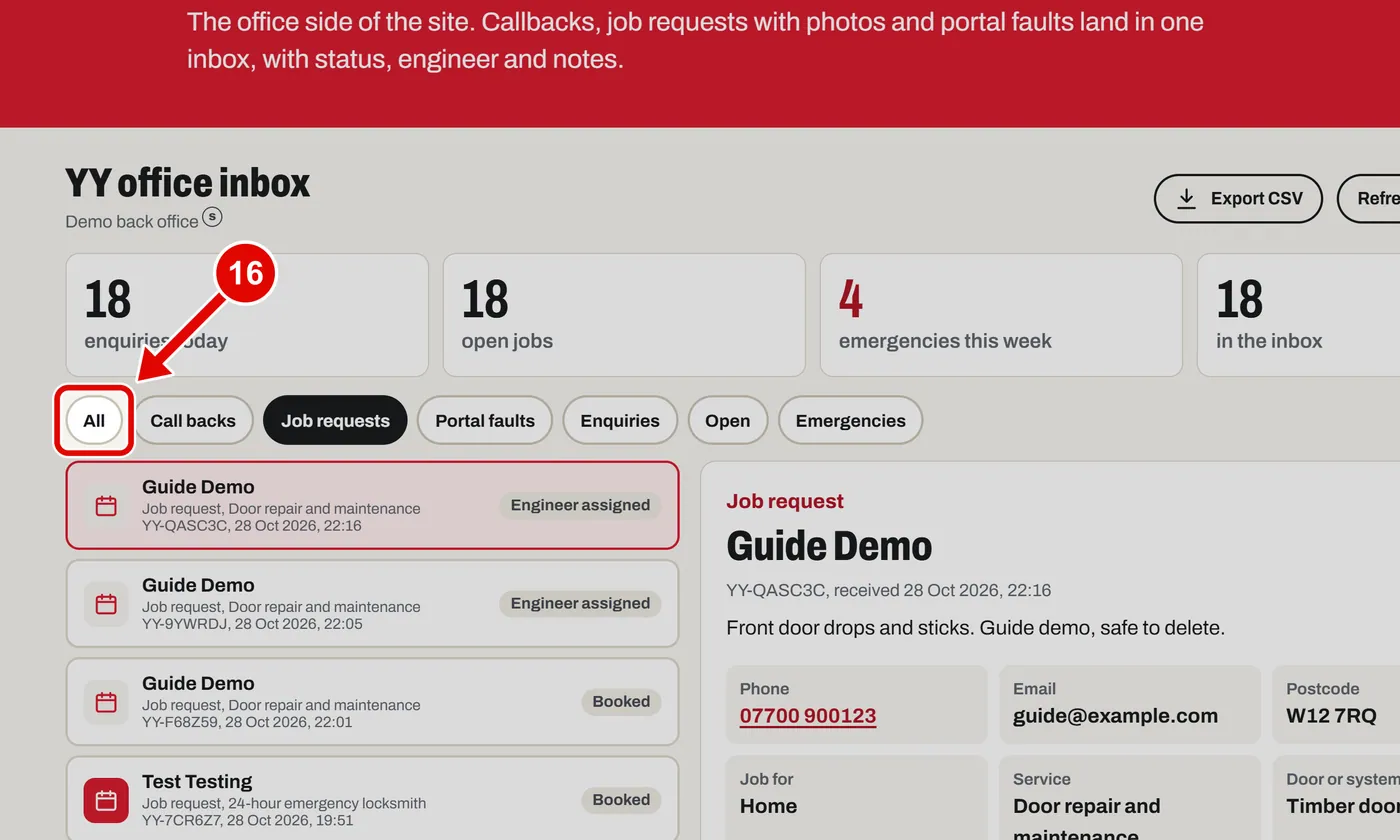 Screen grab from Back office, on a computer. A red box marks the part to use.