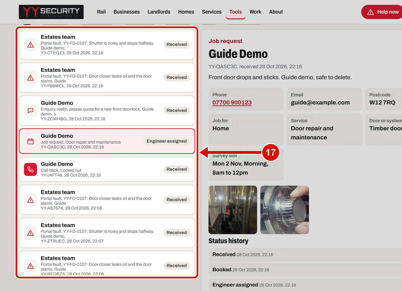 Screen grab from Back office, on a computer. A red box marks the part to use.