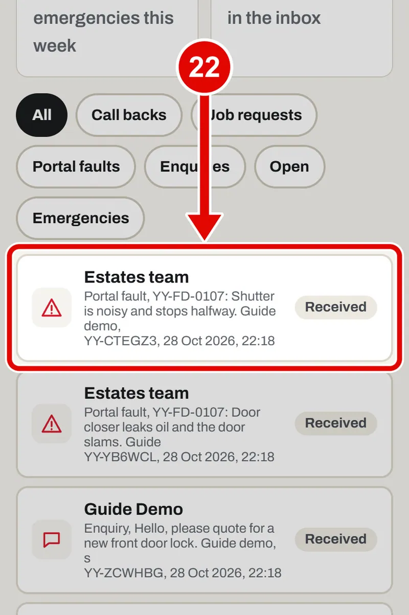 Screen grab from Back office, on a phone. A red box marks the part to use.