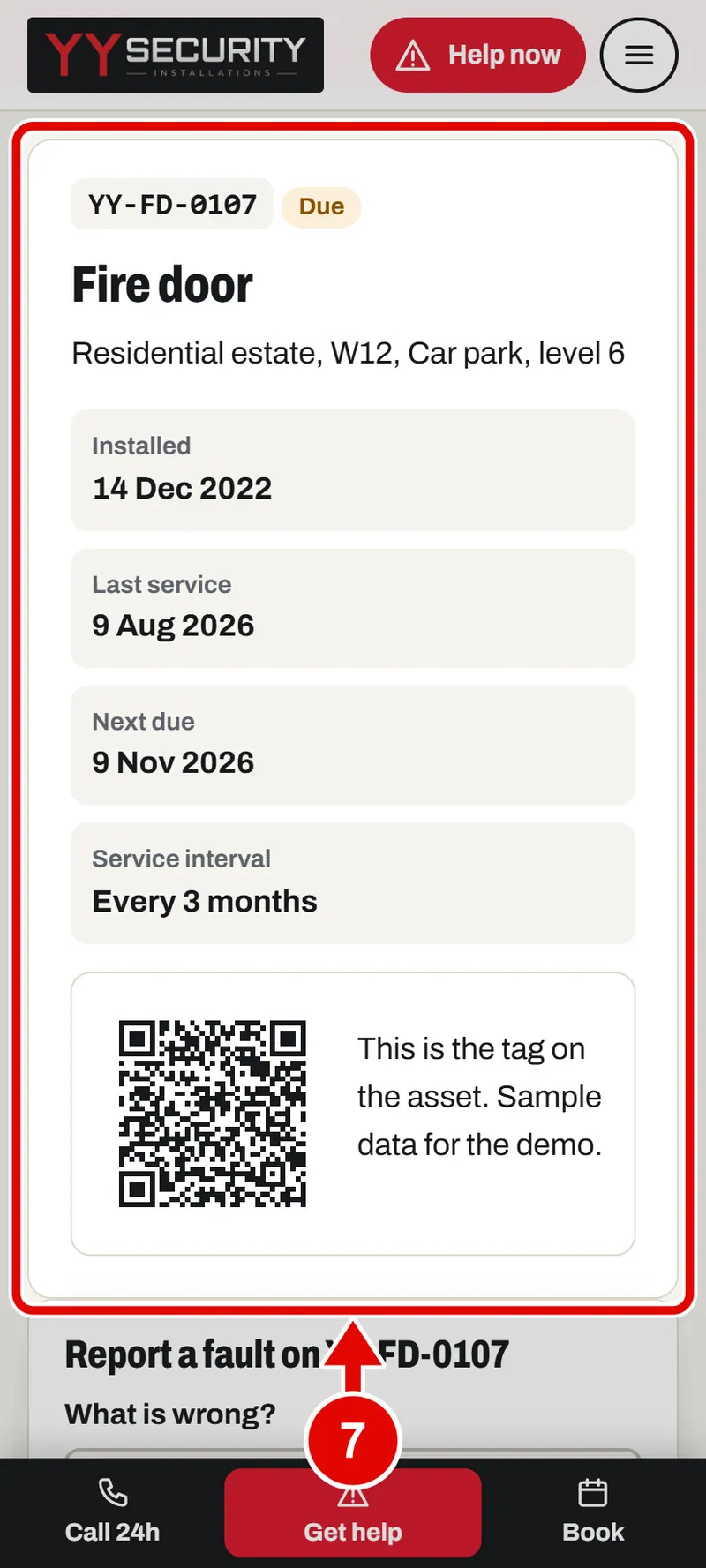 Screen grab from Scan a QR tag with your phone, on a phone. A red box marks the part to use.