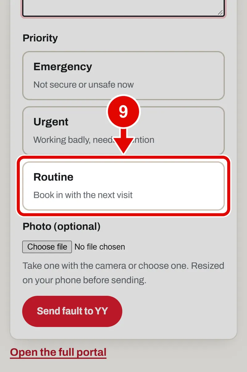 Screen grab from Scan a QR tag with your phone, on a phone. A red box marks the part to use.