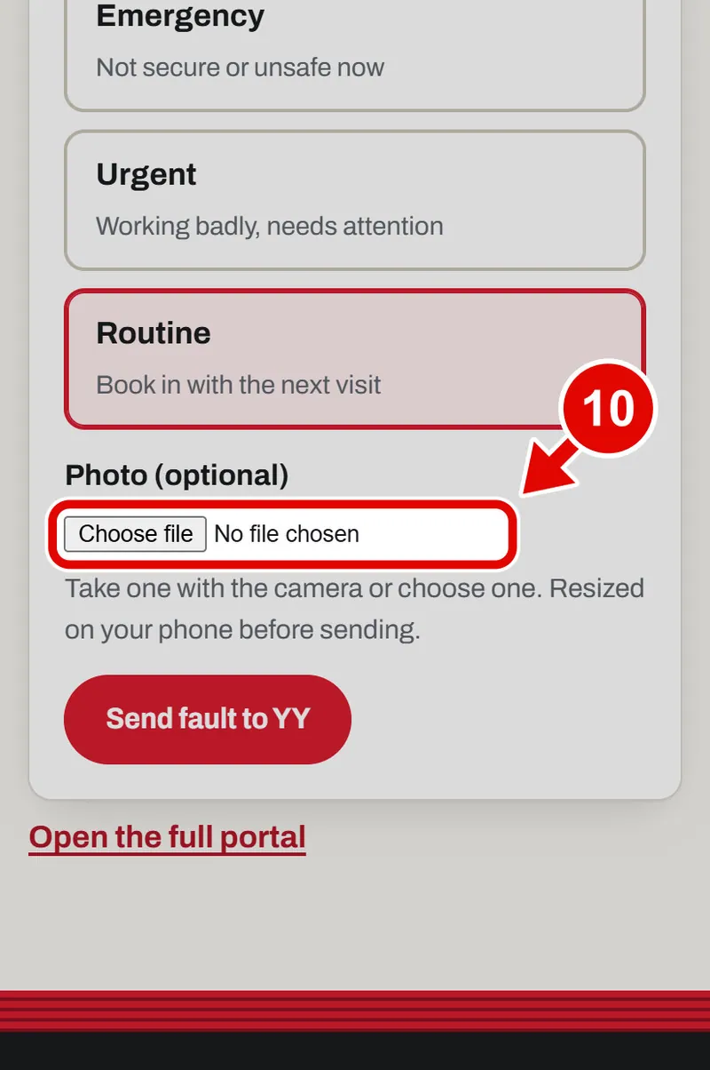 Screen grab from Scan a QR tag with your phone, on a phone. A red box marks the part to use.