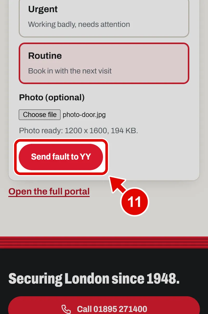 Screen grab from Scan a QR tag with your phone, on a phone. A red box marks the part to use.