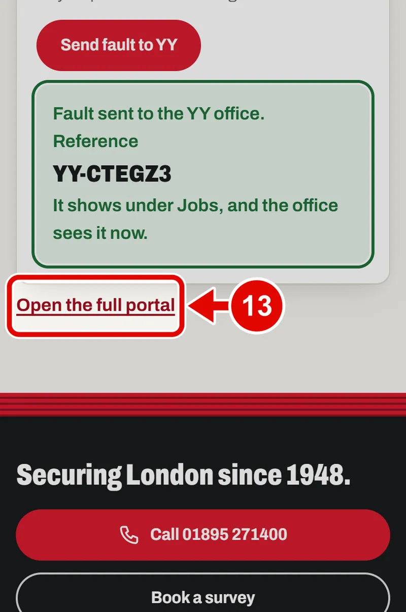 Screen grab from Scan a QR tag with your phone, on a phone. A red box marks the part to use.