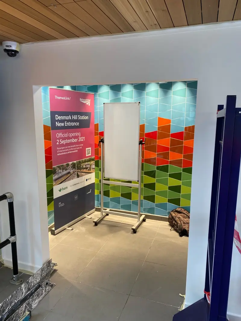 the new station entrance before fit-out, the opening still unframed.