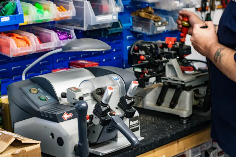 Key-cutting machines on the counter